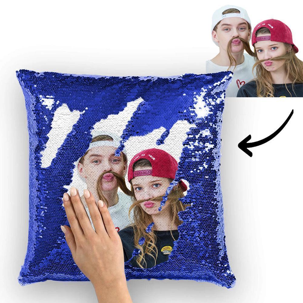 Custom Photo Magic Sequins Pillow Multicolor Sequin Cushion 15.75inch*15.75inch - MyFaceSocksAu