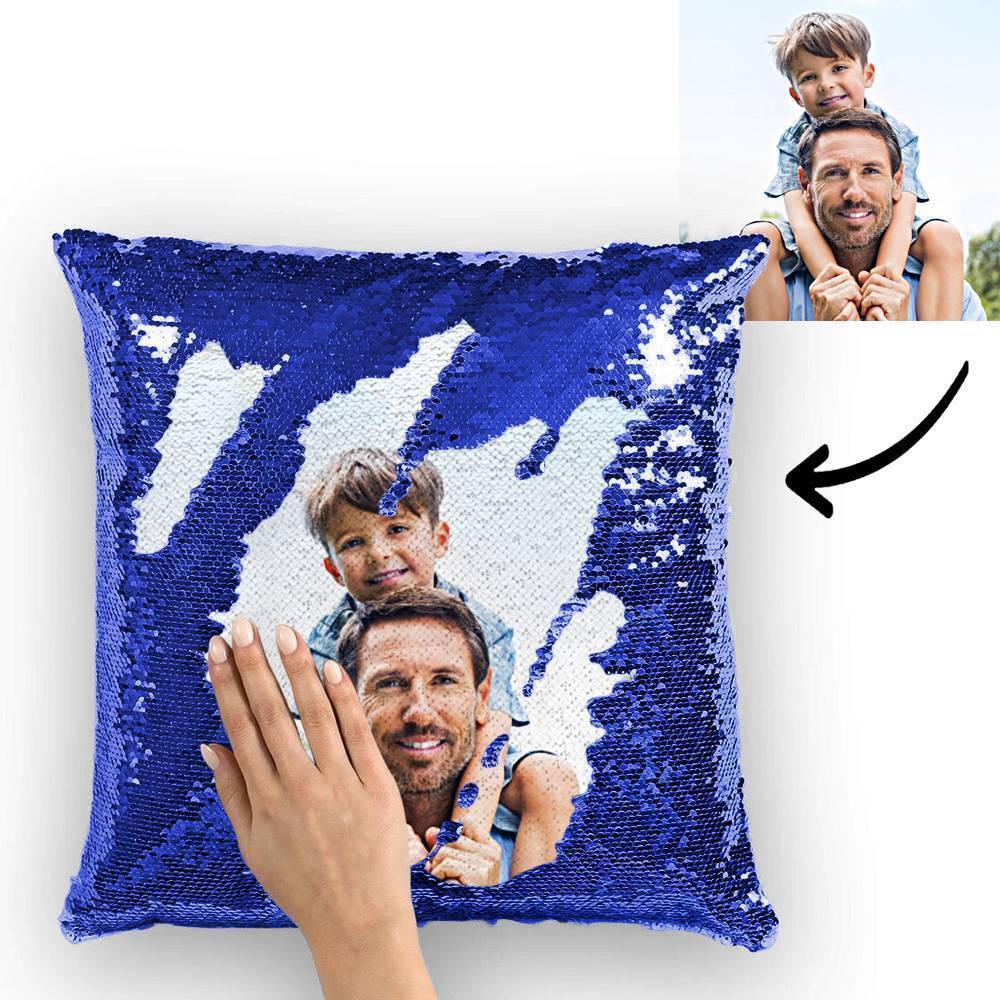 Custom Photo Magic Sequins Pillowcase Black Color Sequin Cushion Unique Gifts 15.75inch * 15.75inch - MyFaceSocksAu