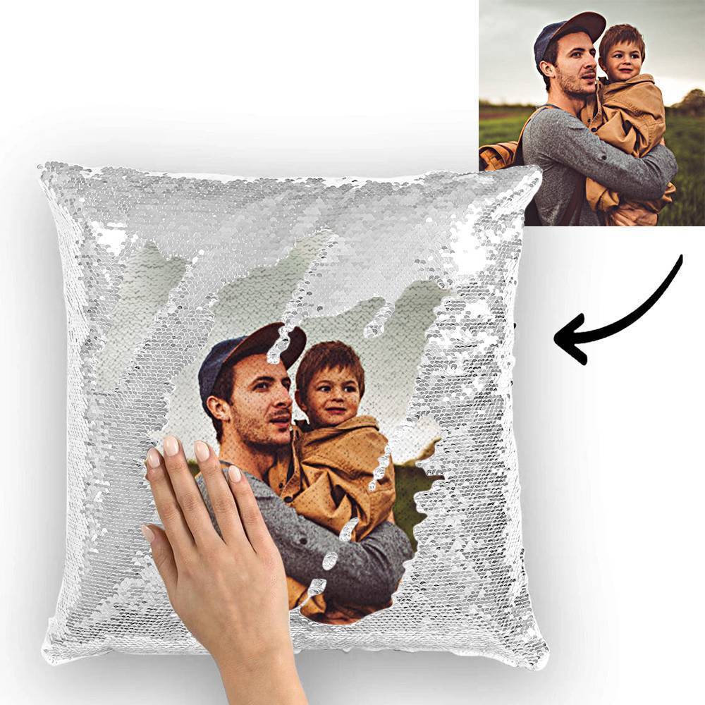 Custom Photo Magic Sequins Pillowcase Black Color Sequin Cushion Unique Gifts 15.75inch * 15.75inch - MyFaceSocksAu