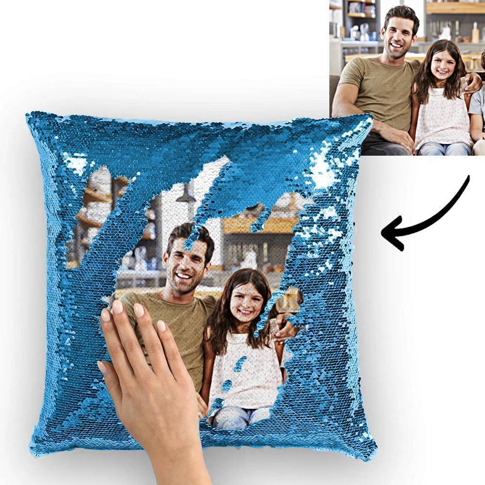 Custom Photo Magic Sequins Pillowcase Silver Color Sequin Cushion 15.75inch * 15.75inch - MyFaceSocksAu