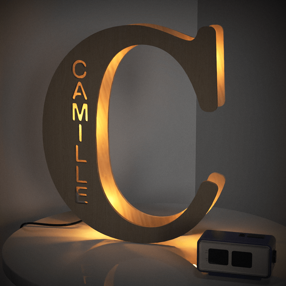 Custom Woodcut Alphabet Wall Light Night Light