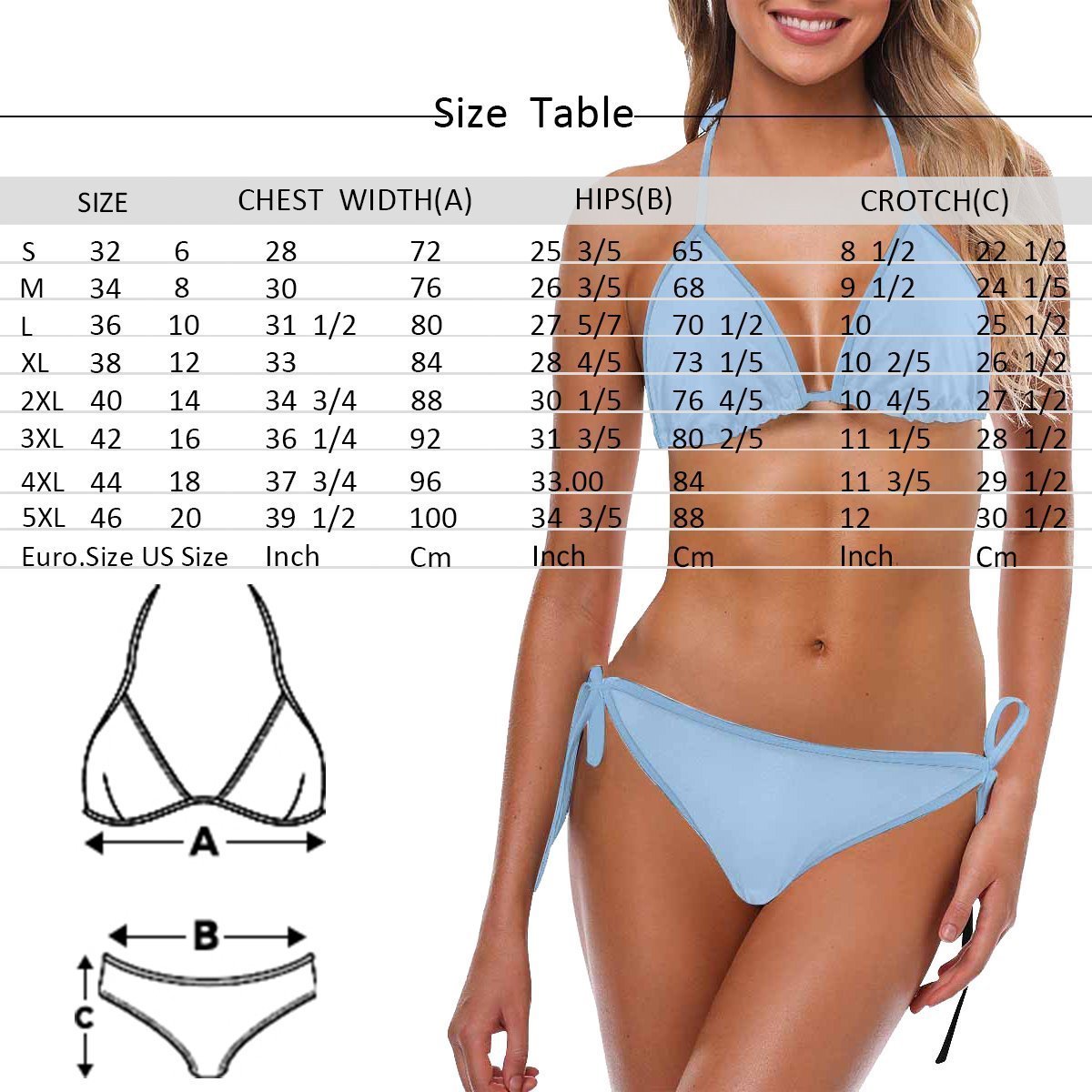 Custom Face Bikini Women's Sexy Back & Front Close Bikini Gift For Her - Large Leaves - MyFaceSocksAu