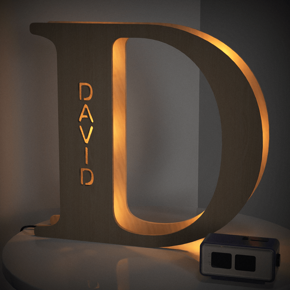 Custom Woodcut Alphabet Wall Light Night Light