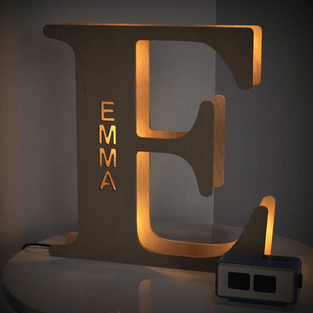 Custom Woodcut Alphabet Wall Light Night Light