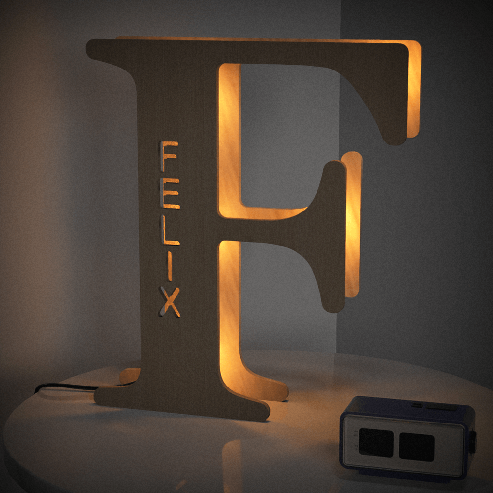 Custom Woodcut Alphabet Wall Light Night Light