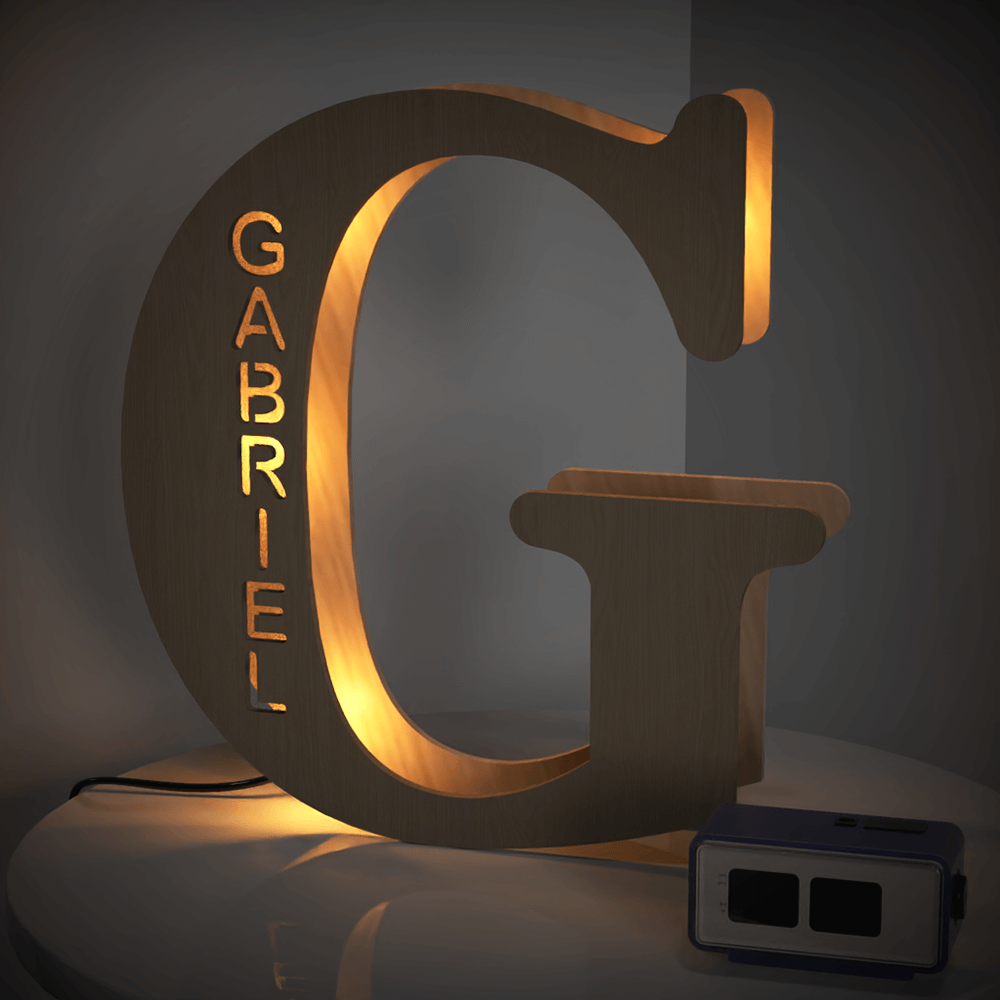 Custom Woodcut Alphabet Wall Light Night Light