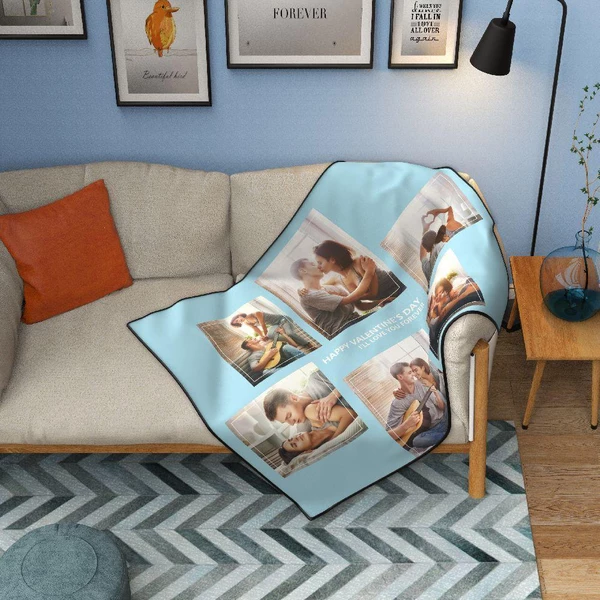 Personalized Perfect Love with 6 Photos Fleece Custom Blanket - MyFaceSocksAU