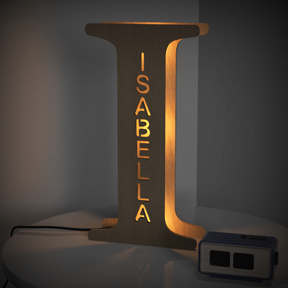 Custom Woodcut Alphabet Wall Light Night Light