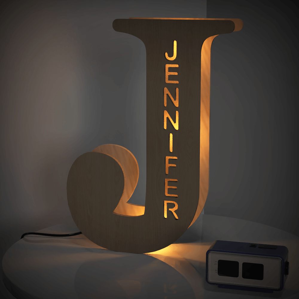 Custom Woodcut Alphabet Wall Light Night Light