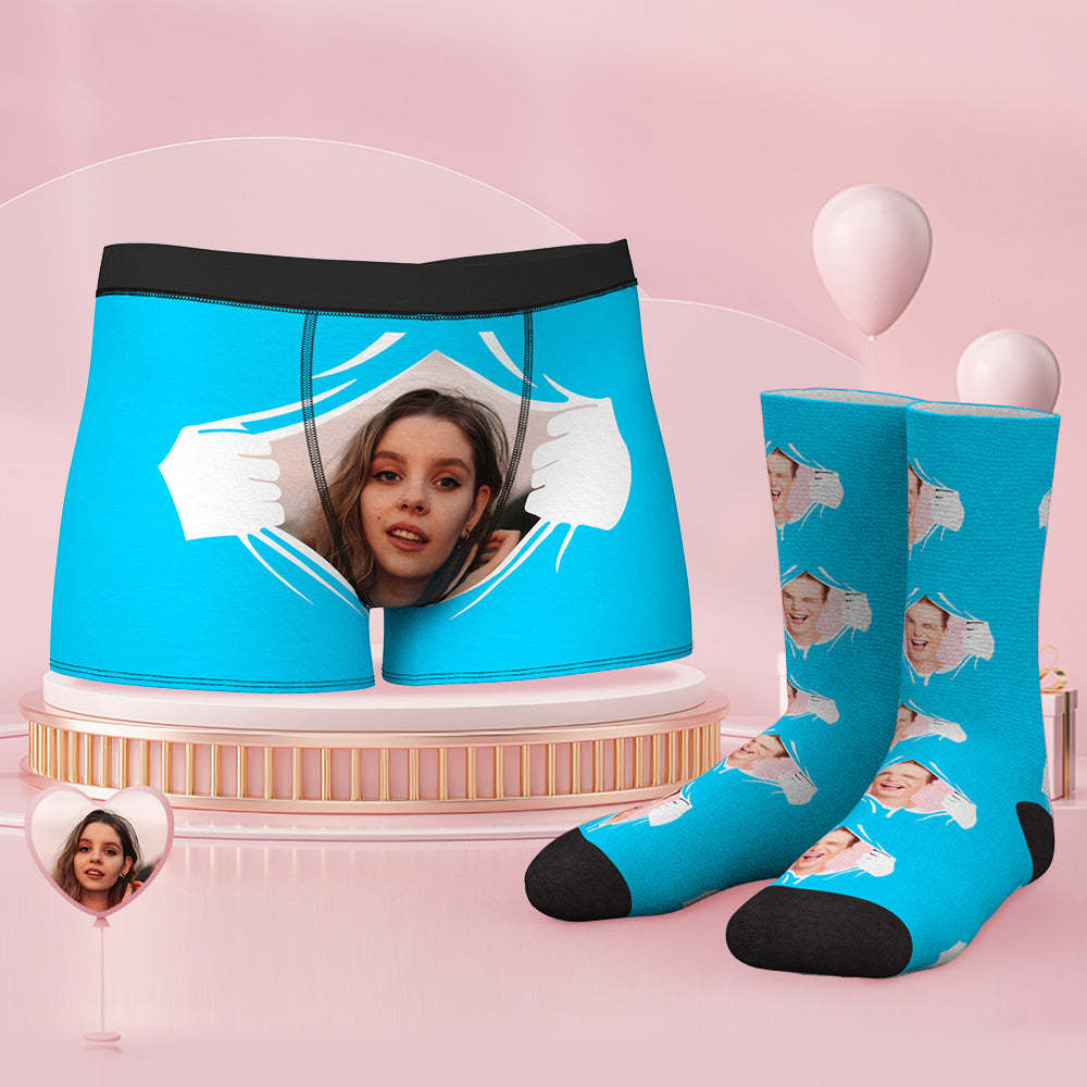 Custom Face Boxer Shorts And Socks Set - MyFaceSocksAu