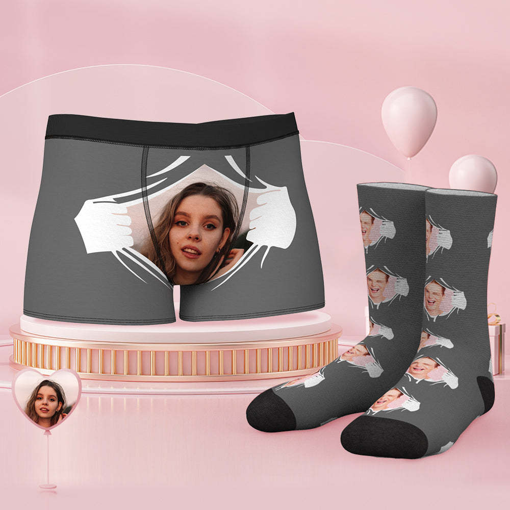 Custom Face Boxer Shorts And Socks Set - MyFaceSocksAu