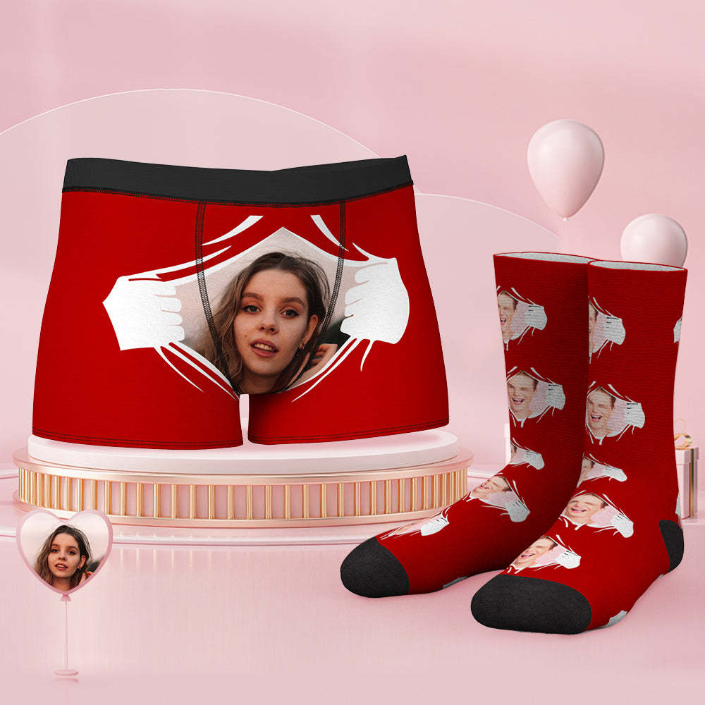 Custom Face Boxer Shorts And Socks Set - MyFaceSocksAu