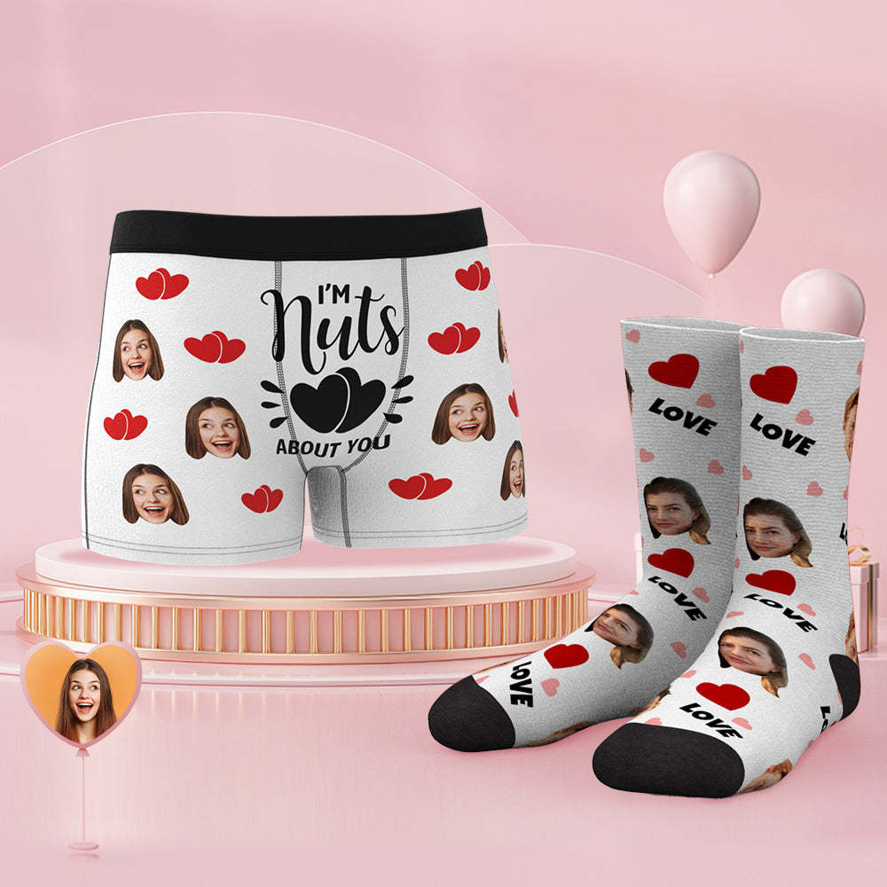 Custom Face Boxer Shorts And Socks Set I'm Nuts About You - MyFaceSocksAu