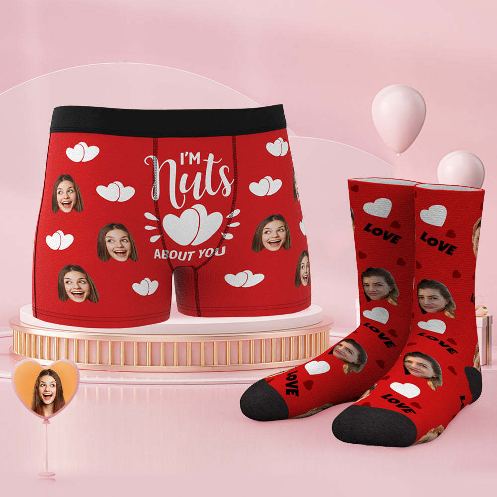 Custom Face Boxer Shorts And Socks Set I'm Nuts About You - MyFaceSocksAu