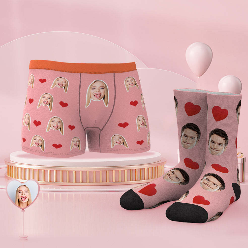 Custom Face Boxer Shorts And Socks Set Best Couple's Gift - MyFaceSocksAu