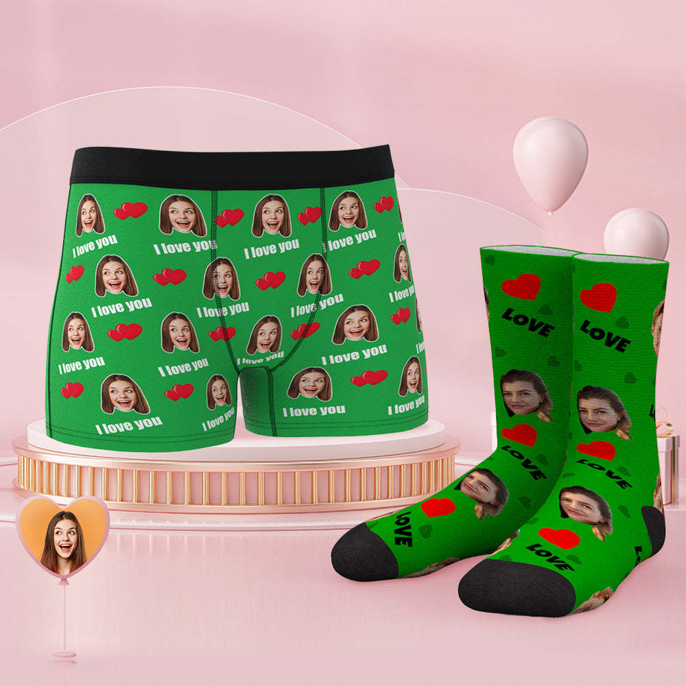 Custom Face Boxer Shorts And Socks Set Love - MyFaceSocksAu