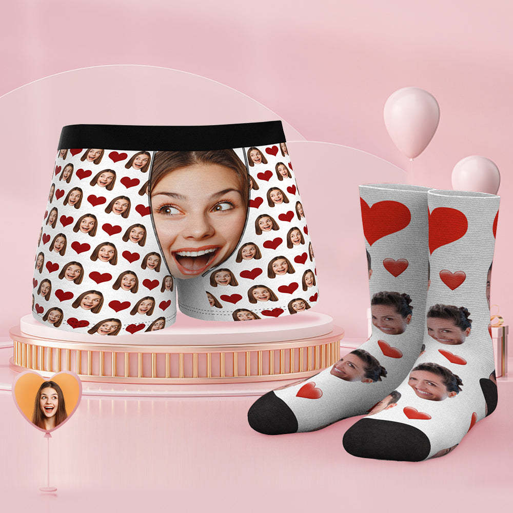 Custom Face Boxer Shorts And Socks Set Big Face - MyFaceSocksAu