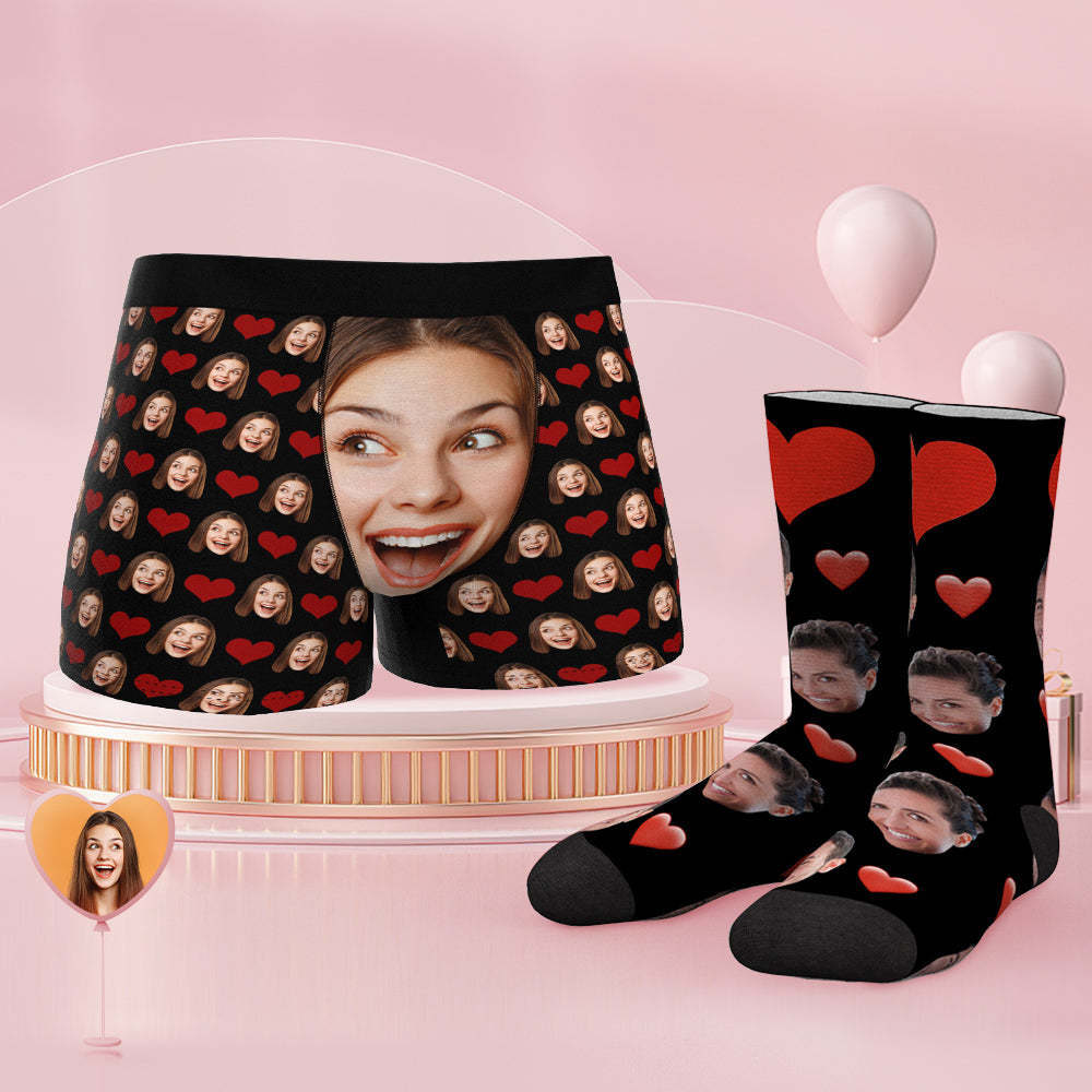 Custom Face Boxer Shorts And Socks Set Big Face - MyFaceSocksAu