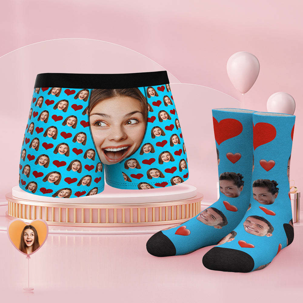 Custom Face Boxer Shorts And Socks Set Big Face - MyFaceSocksAu
