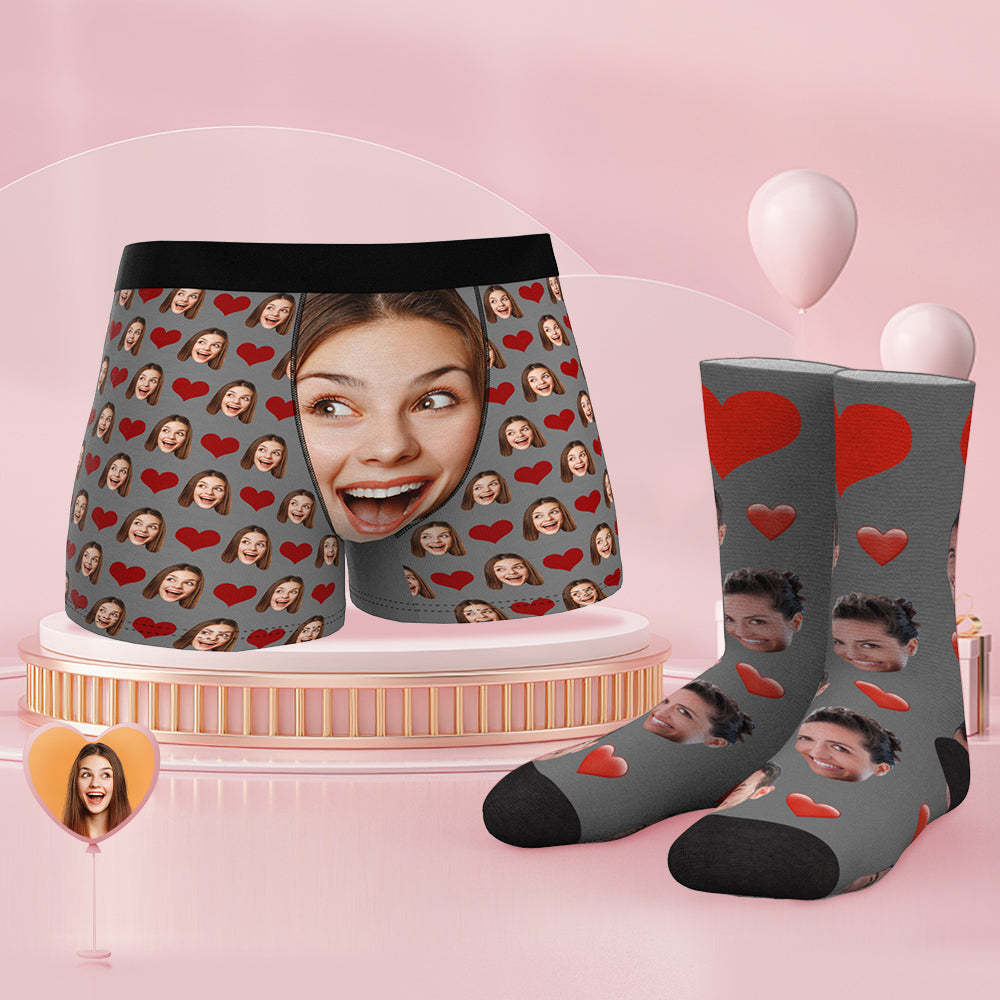 Custom Face Boxer Shorts And Socks Set Big Face - MyFaceSocksAu