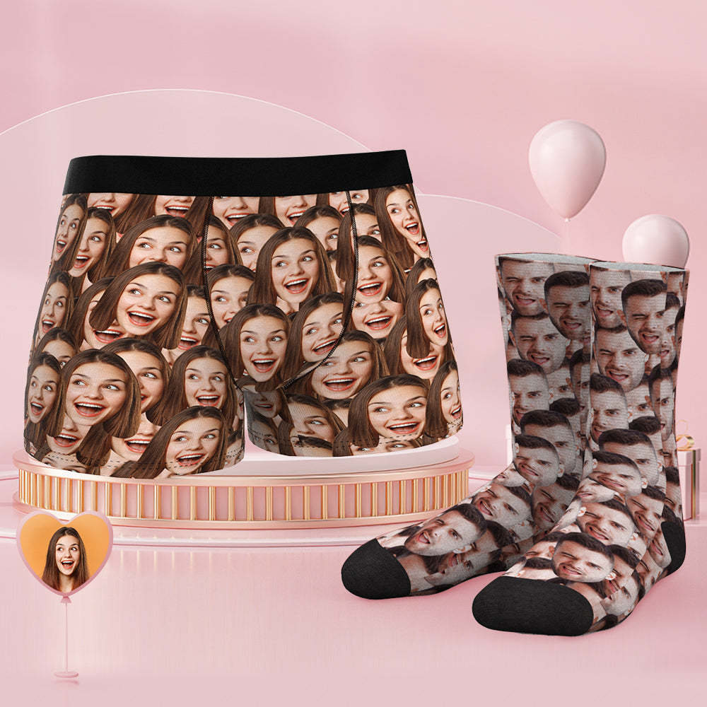 Custom Face Boxer Shorts And Socks Set Face Mash - MyFaceSocksAu