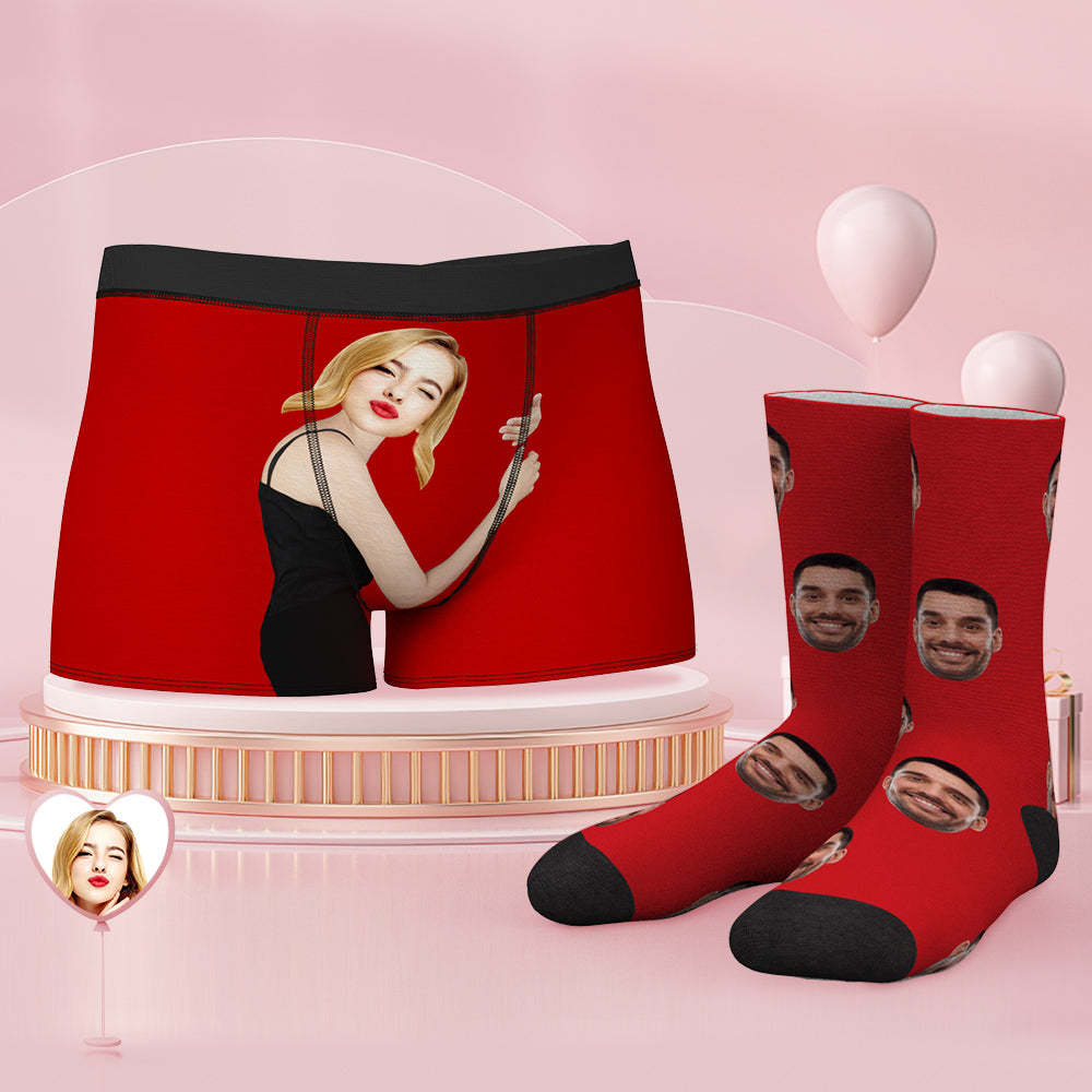 Custom Face Boxer Shorts And Socks Set On Body Love - MyFaceSocksAu