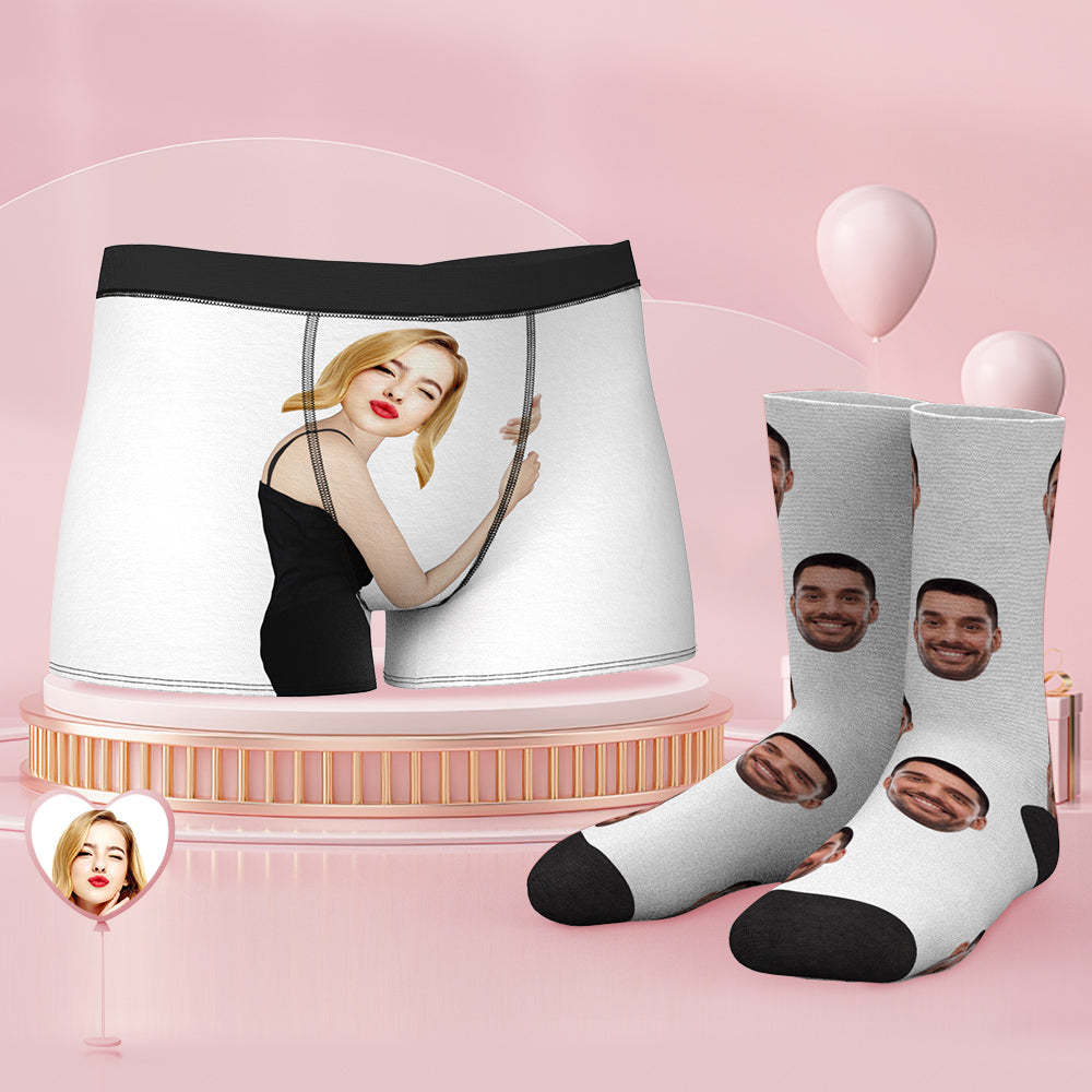 Custom Face Boxer Shorts And Socks Set On Body Love - MyFaceSocksAu