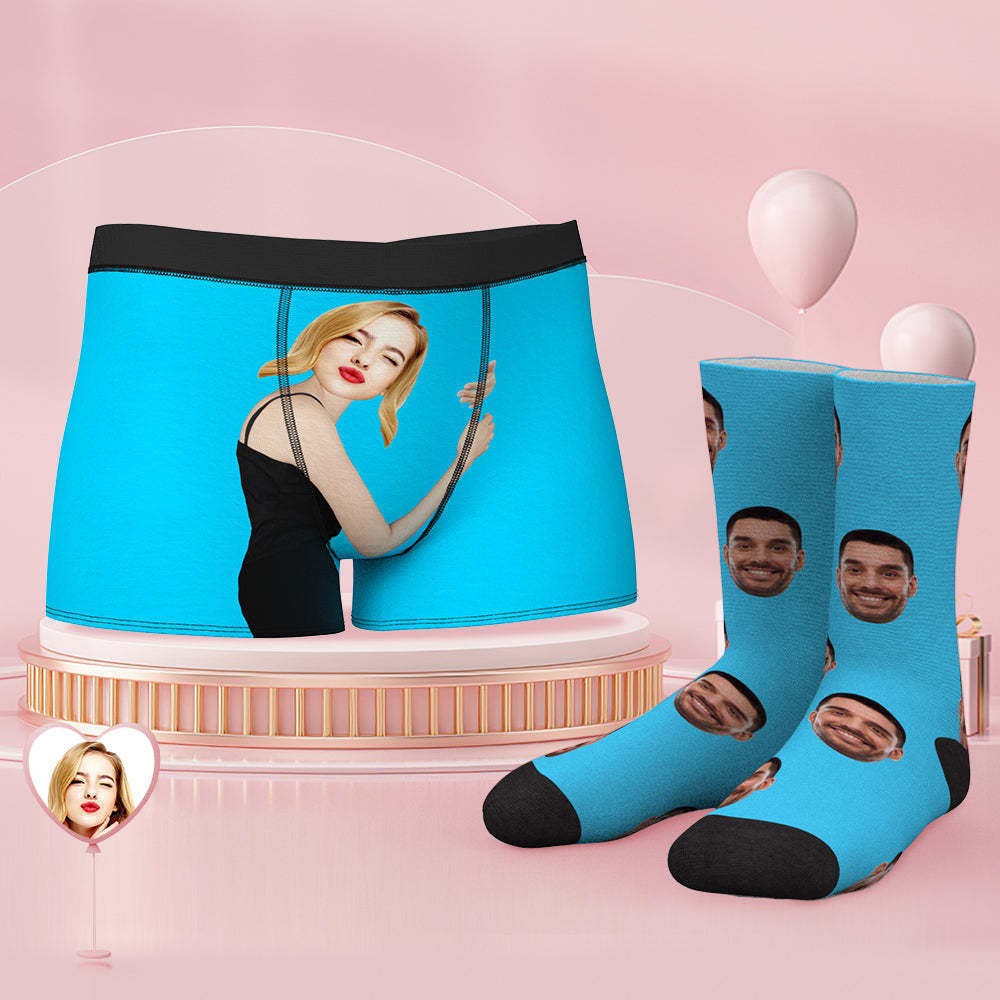 Custom Face Boxer Shorts And Socks Set On Body Love - MyFaceSocksAu