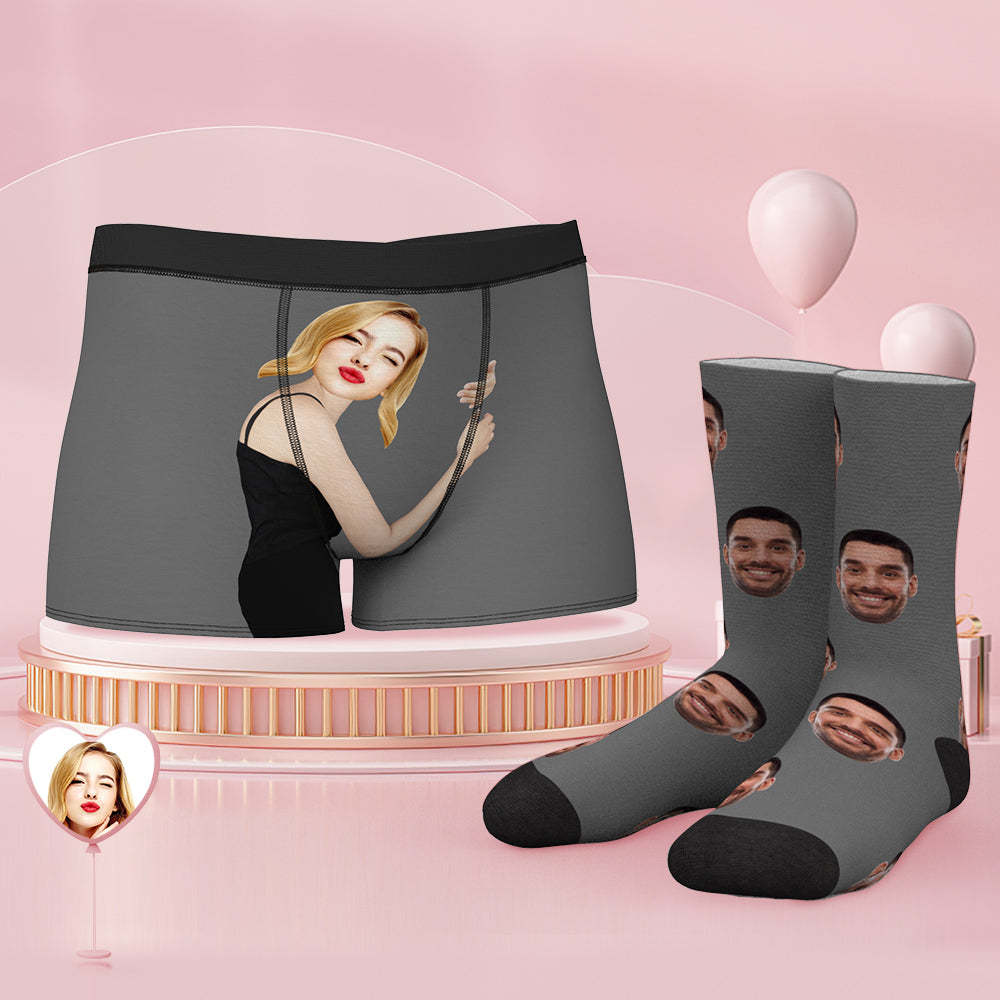 Custom Face Boxer Shorts And Socks Set On Body Love - MyFaceSocksAu