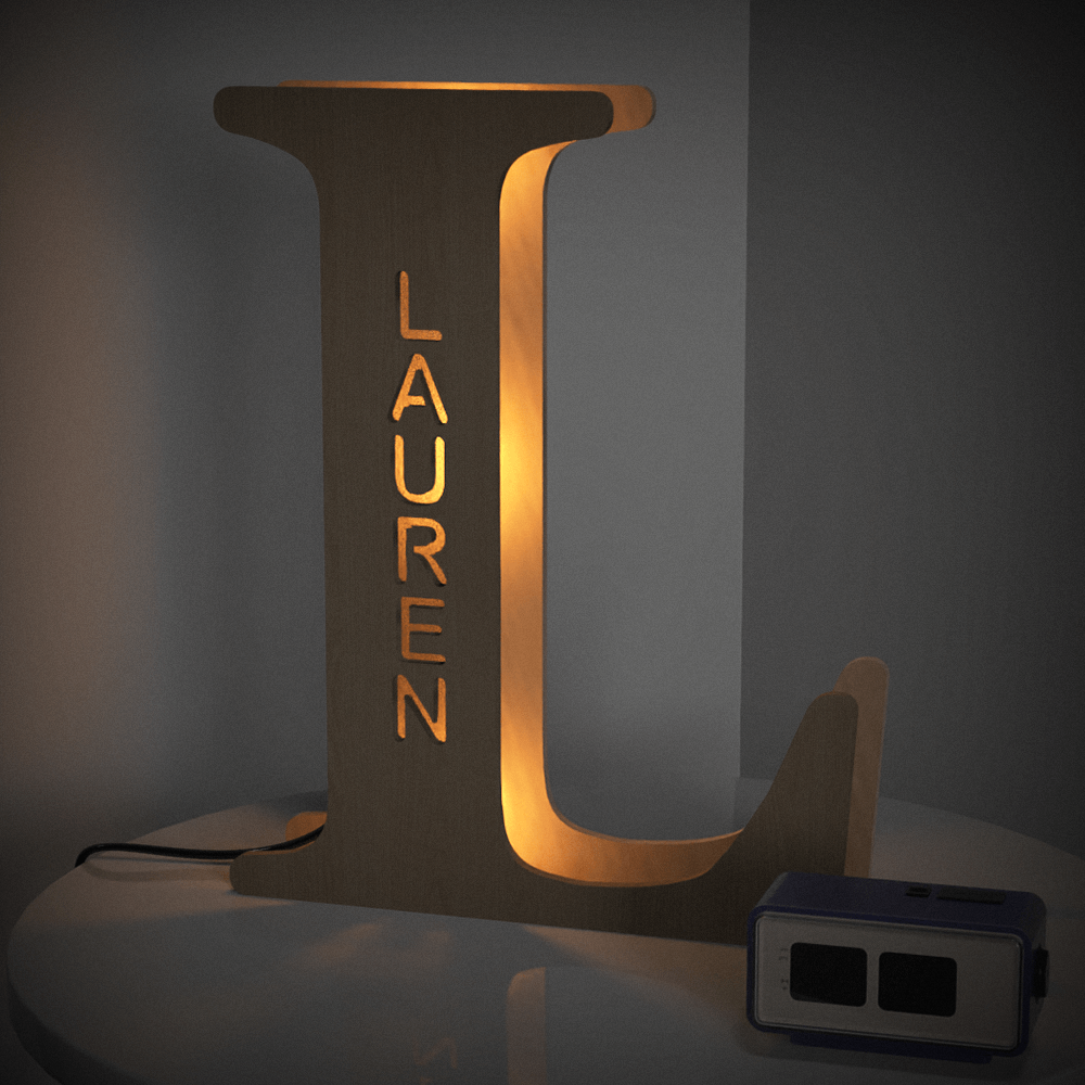 Custom Woodcut Alphabet Wall Light Night Light