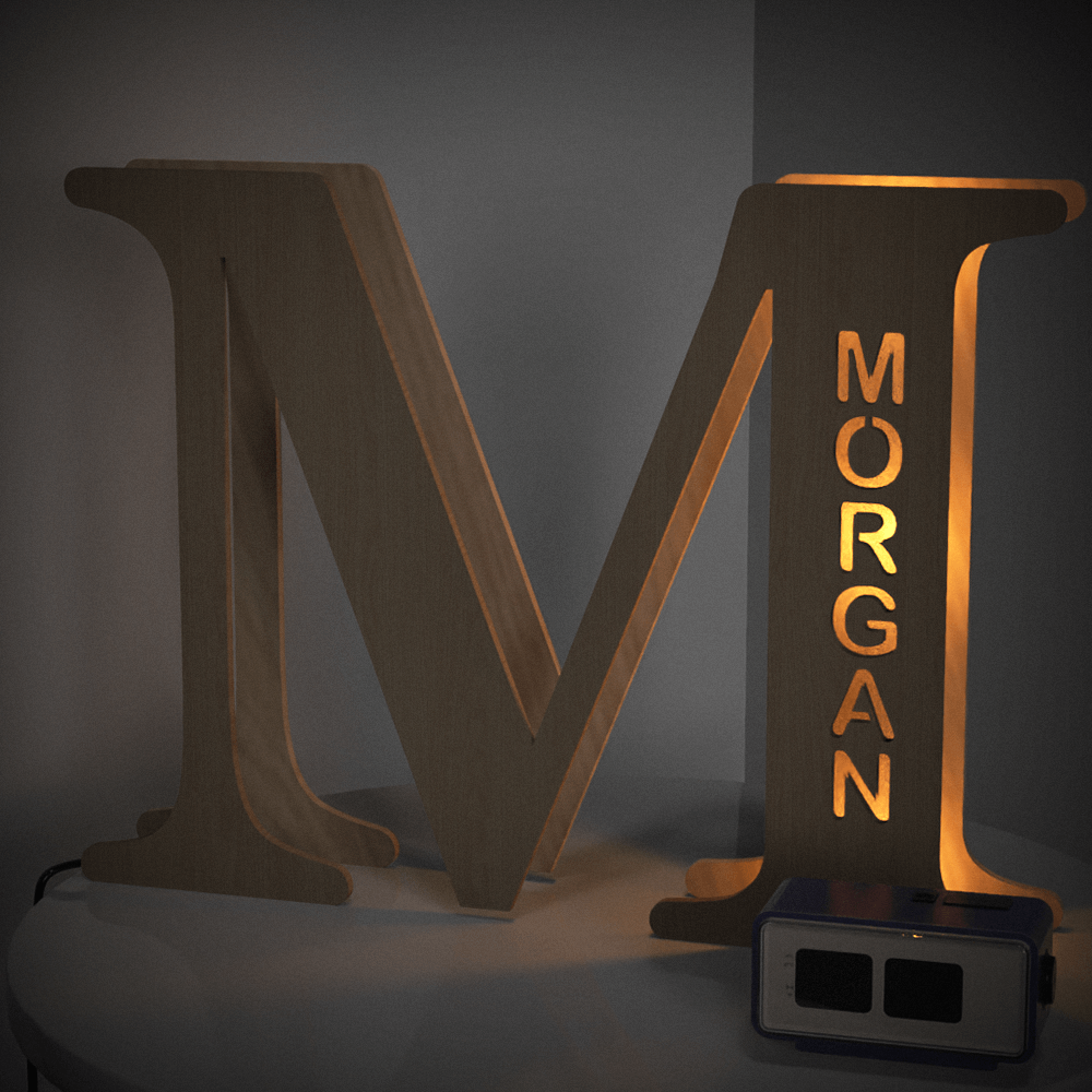 Custom Woodcut Alphabet Wall Light Night Light