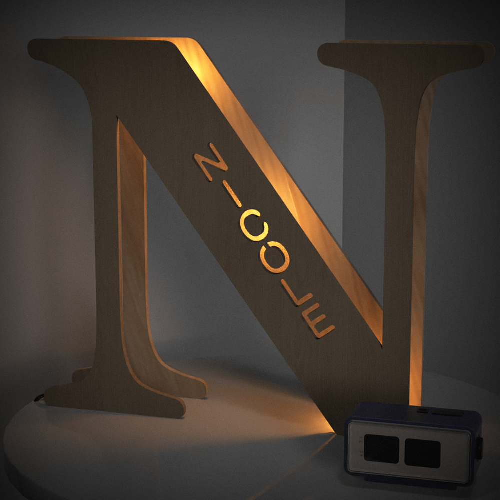 Custom Woodcut Alphabet Wall Light Night Light