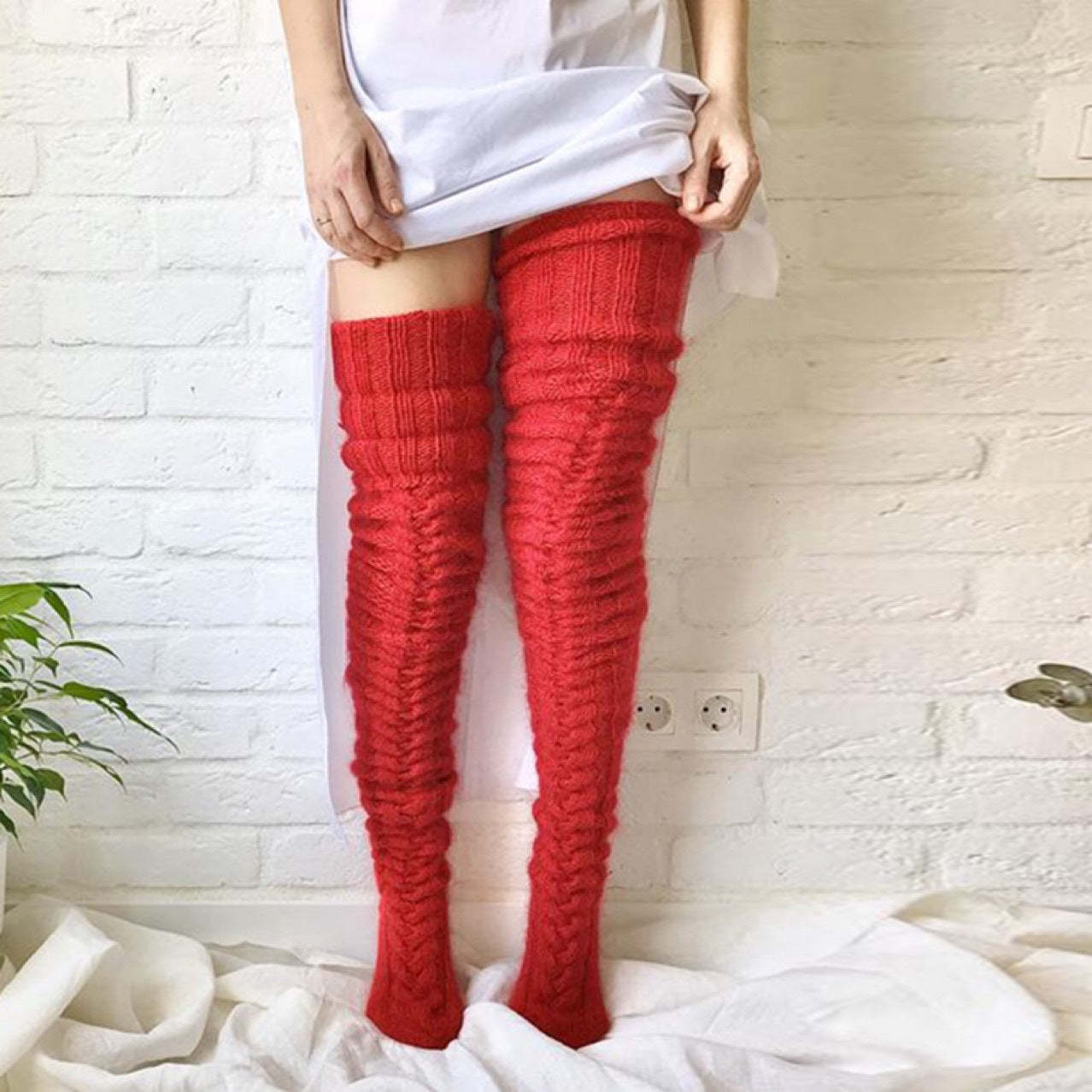 Knitted Over The Knee Socks Women Winter Leg Warmers Over Knee Thick Leg Warmers - MyFaceSocksAu