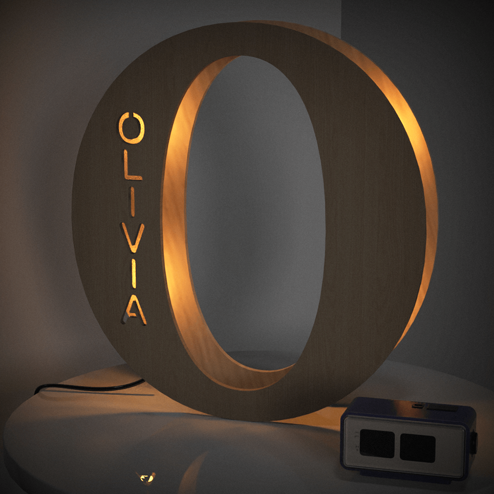 Custom Woodcut Alphabet Wall Light Night Light