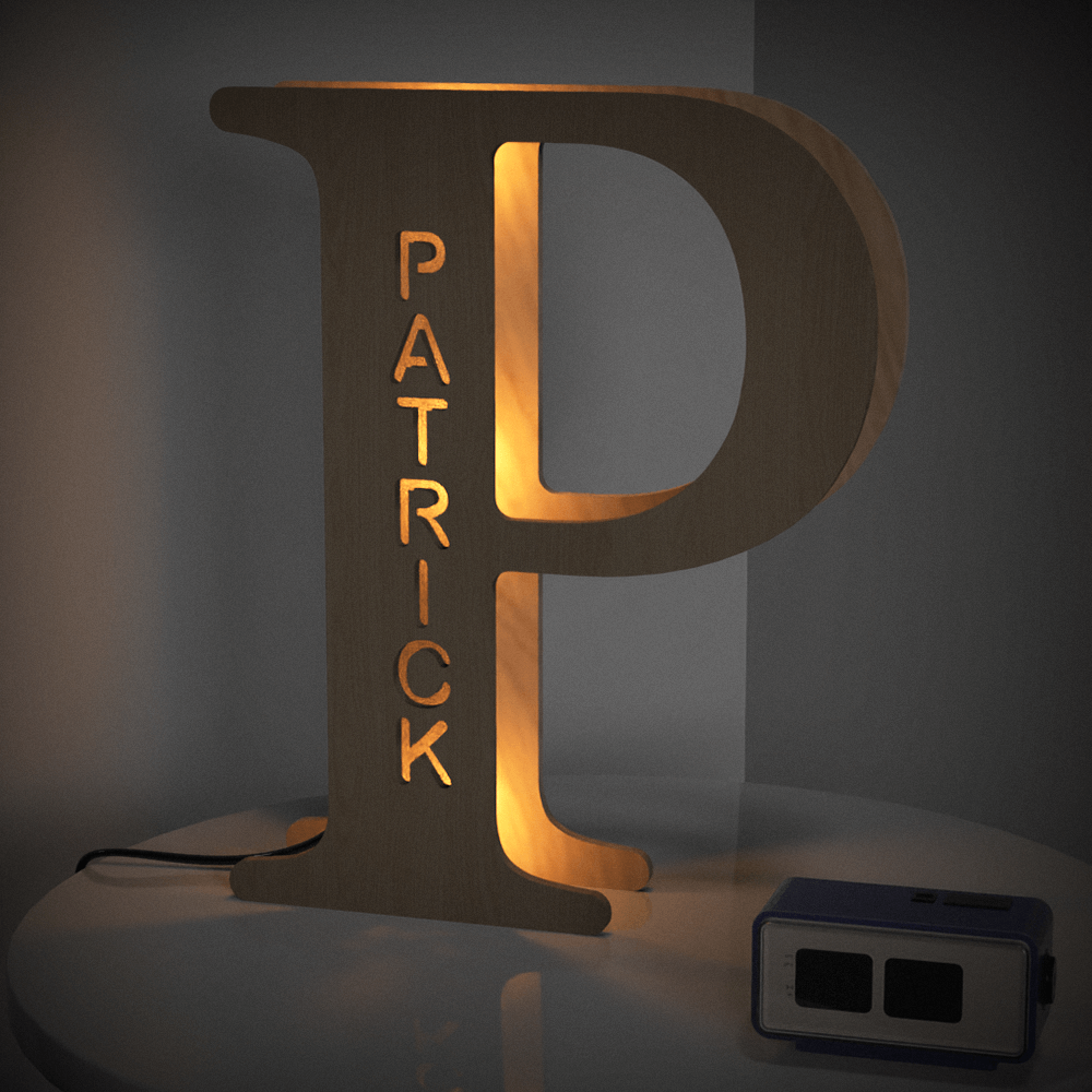 Custom Woodcut Alphabet Wall Light Night Light