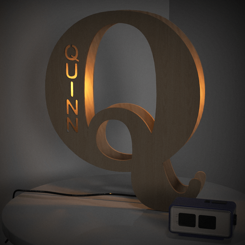 Custom Woodcut Alphabet Wall Light Night Light