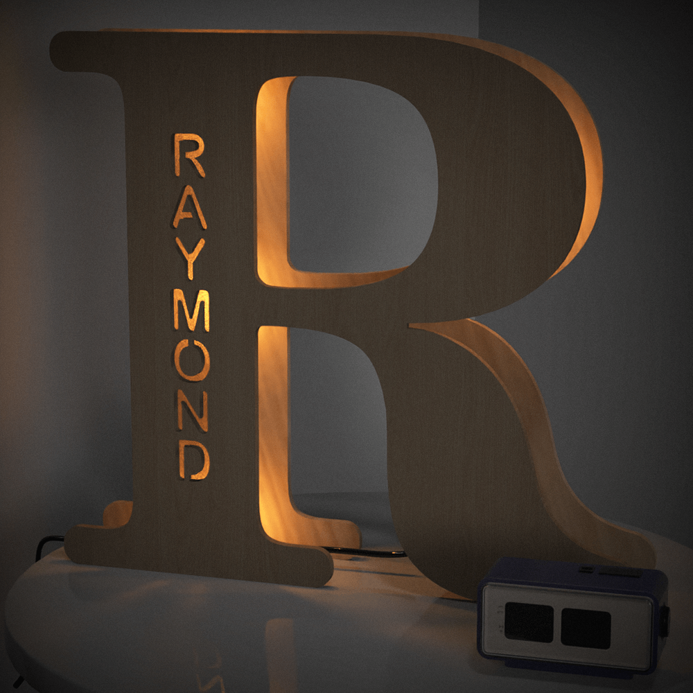 Custom Woodcut Alphabet Wall Light Night Light