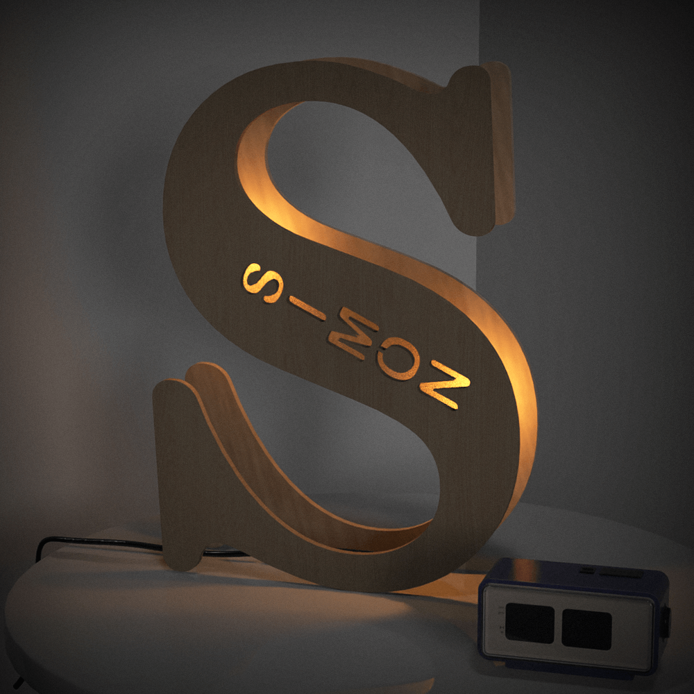 Custom Woodcut Alphabet Wall Light Night Light