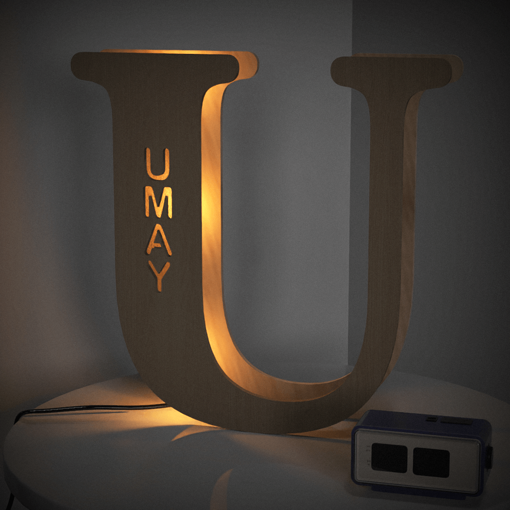 Custom Woodcut Alphabet Wall Light Night Light