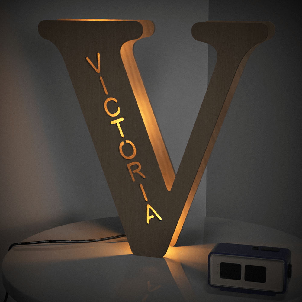 Custom Woodcut Alphabet Wall Light Night Light