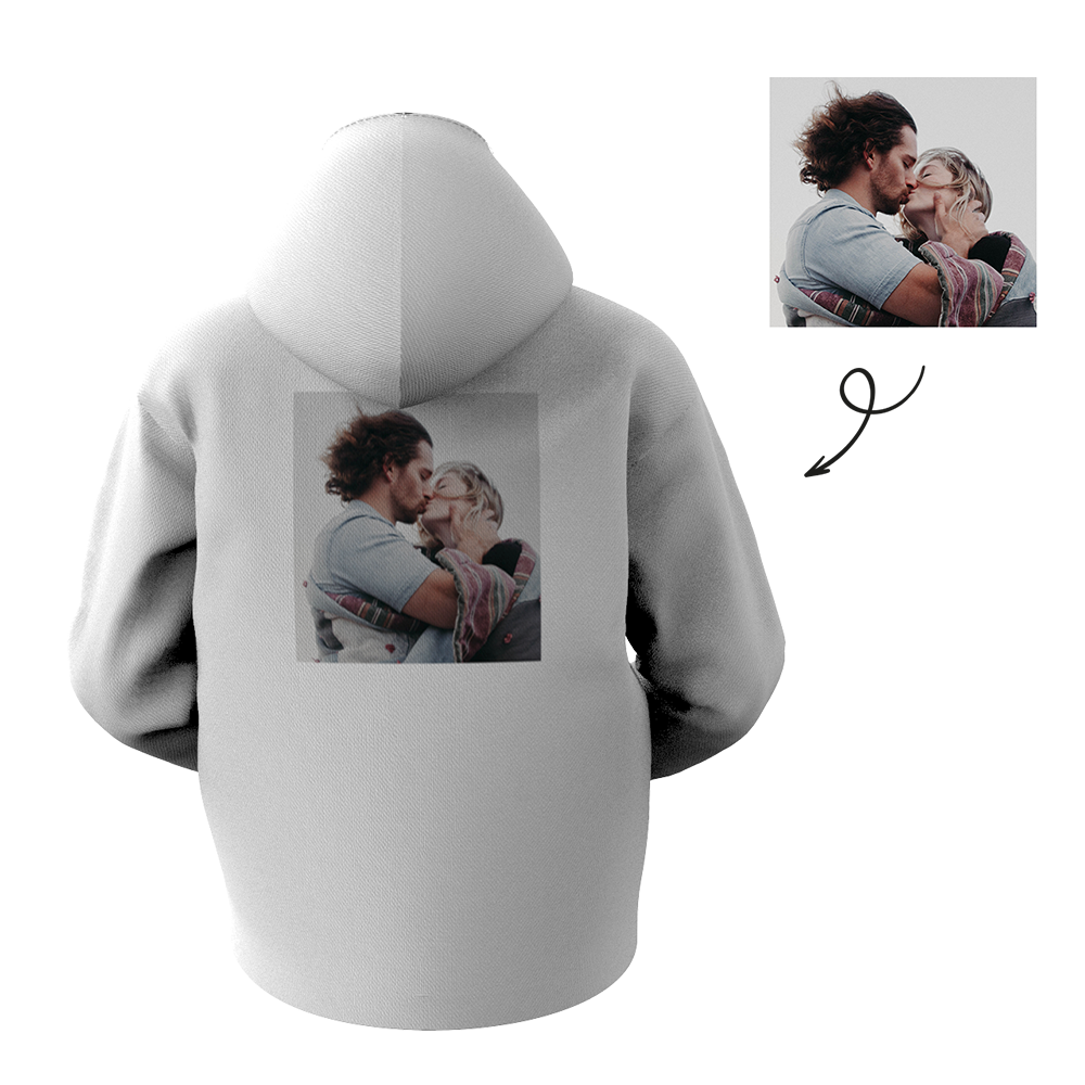 Custom Men's White Hoodie Chest Text - MyFaceSocksAu