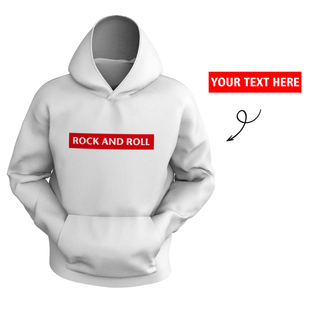 Custom Men's White Hoodie Chest Text - MyFaceSocksAu