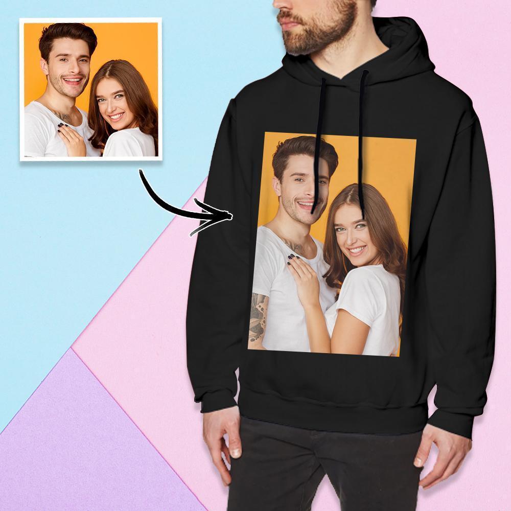 Custom Long Sleeve Photo Pullover Hoodie Men's Hoodie Sweatshirt Sweet Lovers - MyFaceSocksAu