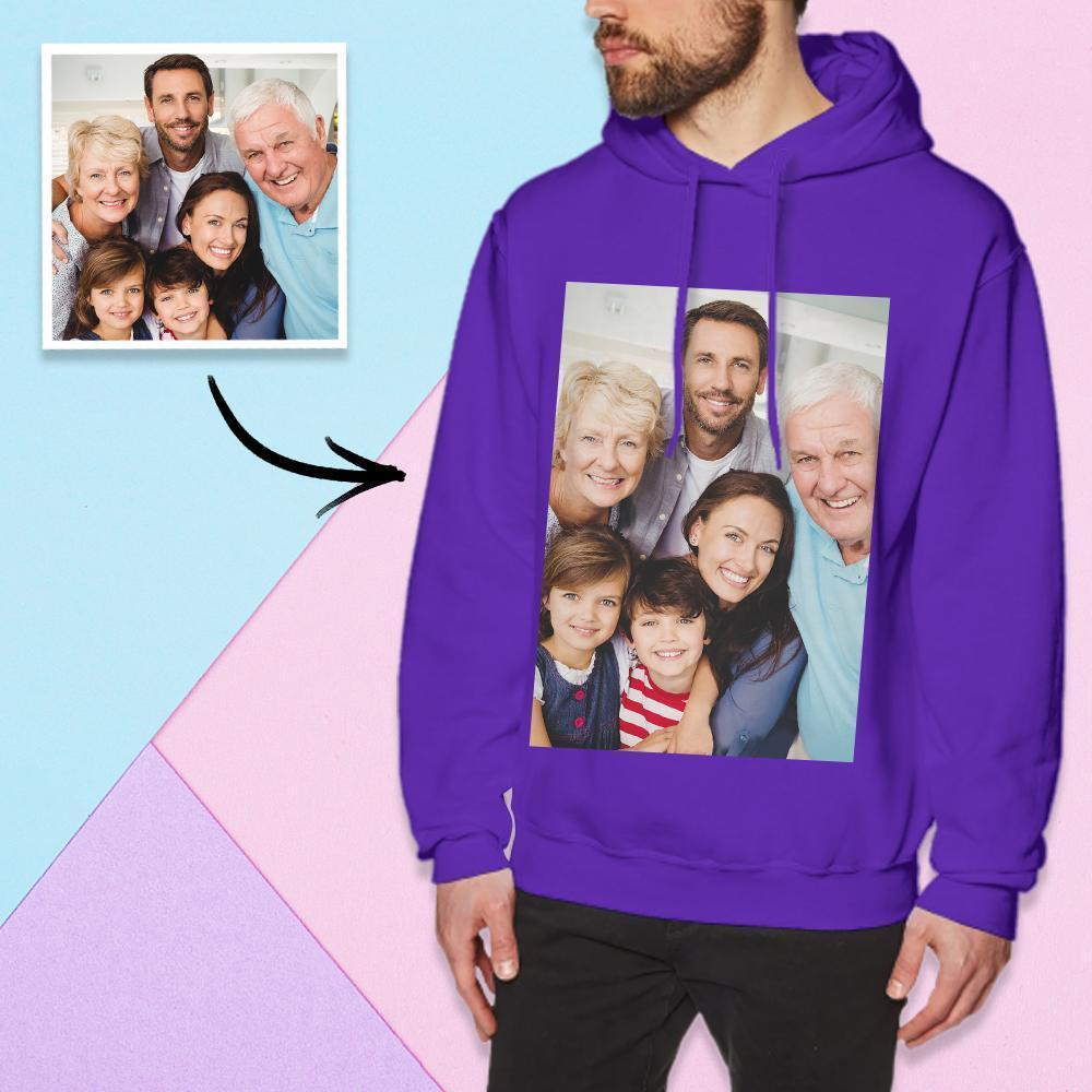 Custom Long Sleeve Photo Pullover Hoodie Men's Hoodie Sweatshirt Family Photo - MyFaceSocksAu