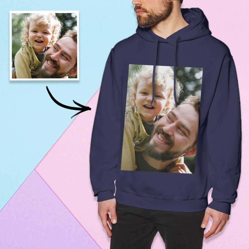 Custom Long Sleeve Photo Pullover Hoodie Men's Hoodie Sweatshirt Father And Daughter - MyFaceSocksAu