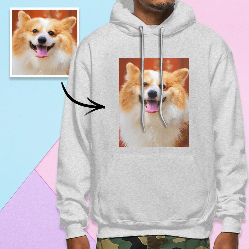 Custom Long Sleeve Photo Pullover Men's Hoodie Sweatshirt Pet Photo - MyFaceSocksAu