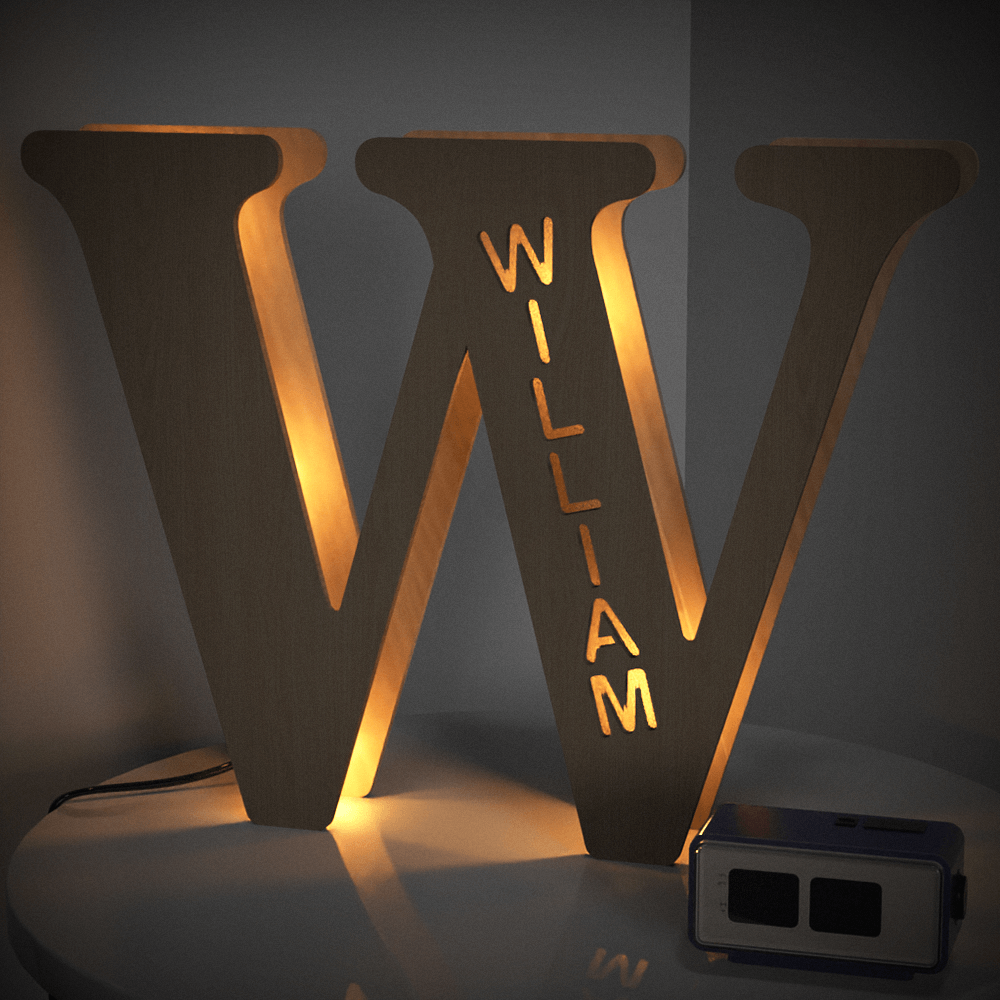 Custom Woodcut Alphabet Wall Light Night Light