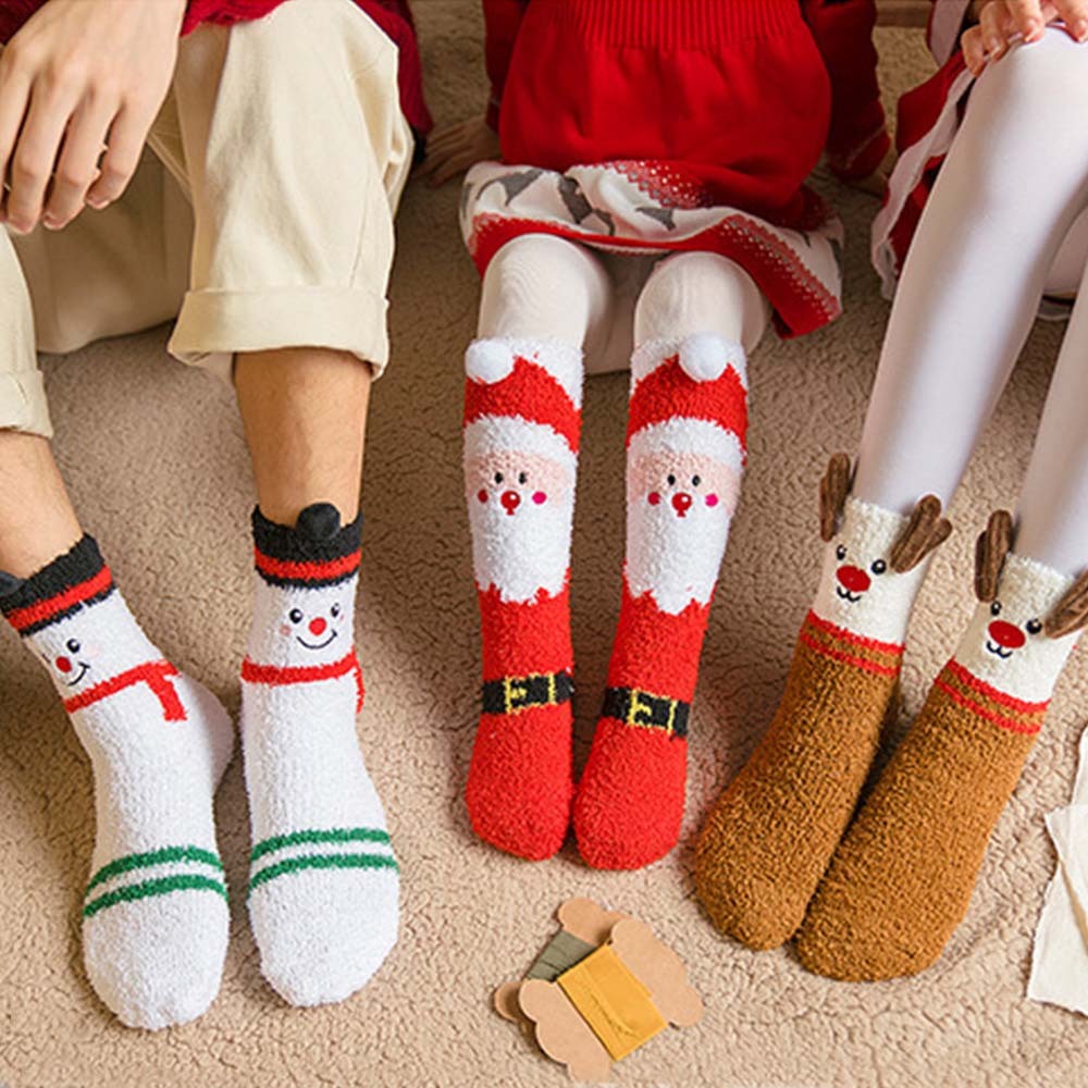 Christmas Socks Plush Coral Fleece Parent-child Christmas Socks Winter Home Floor Socks Christmas Gifts - MyFaceSocksAu