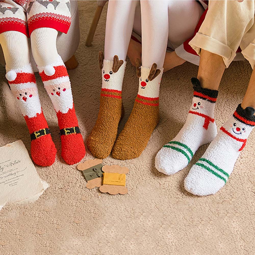 Christmas Socks Plush Coral Fleece Parent-child Christmas Socks Winter Home Floor Socks Christmas Gifts - MyFaceSocksAu