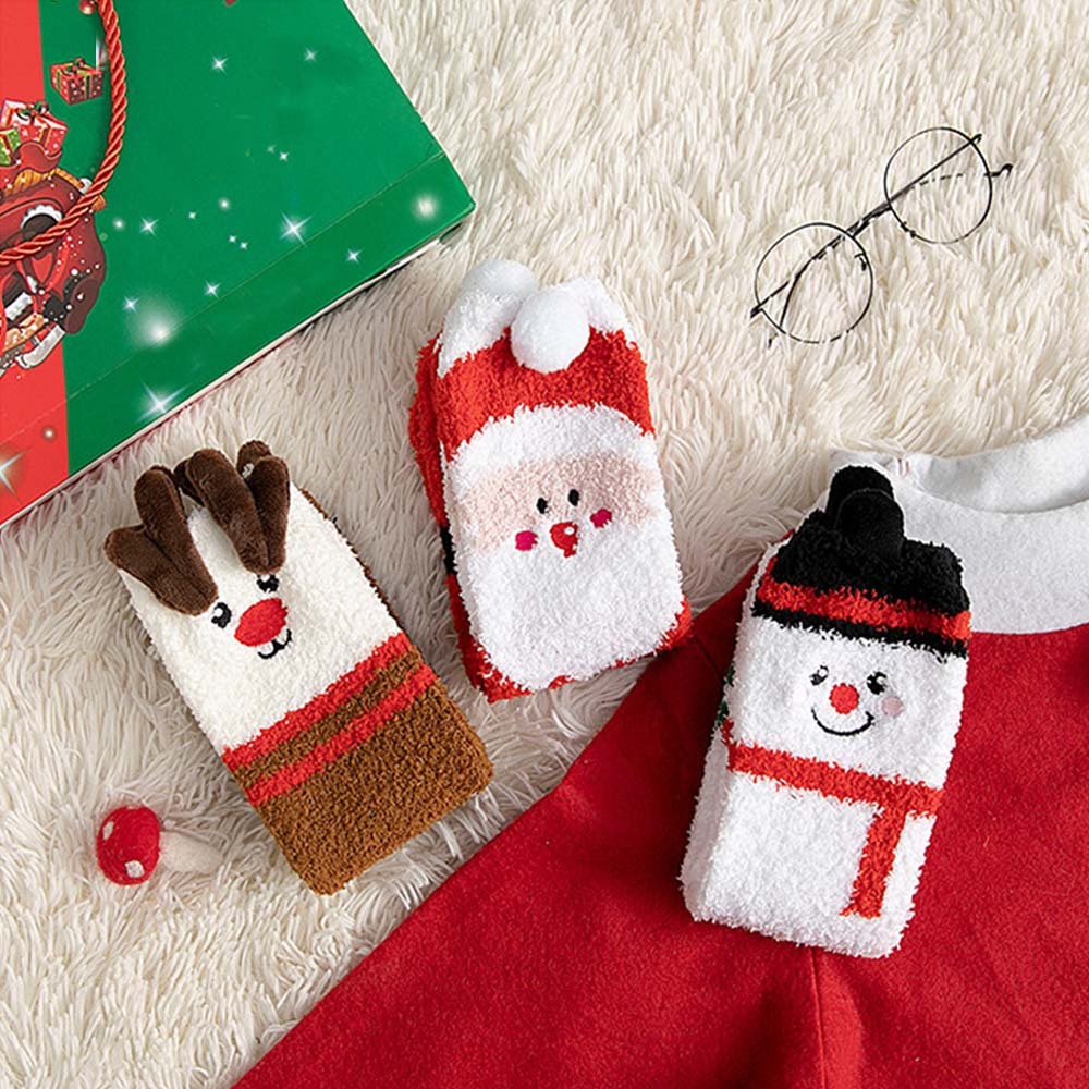 Christmas Socks Plush Coral Fleece Parent-child Christmas Socks Winter Home Floor Socks Christmas Gifts - MyFaceSocksAu